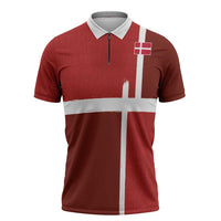 Custom Denmark Football Zipper Polo Shirt Black Grunge Line and Rune Inspired Sporty Style