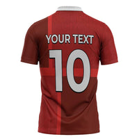 Custom Denmark Football Zipper Polo Shirt Black Grunge Line and Rune Inspired Sporty Style