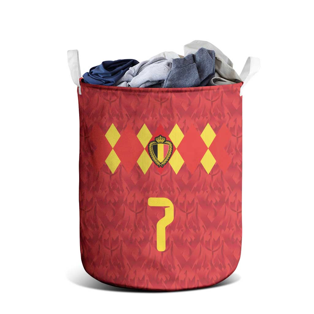 Custom Belgium Football Laundry Basket Fiery Devil Motif
