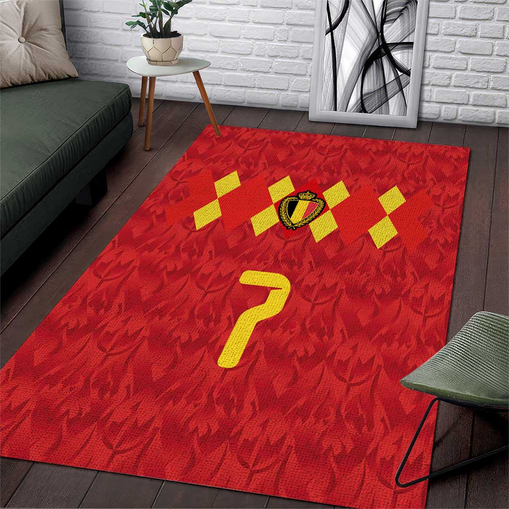 Custom Belgium Football Area Rug Fiery Devil Motif