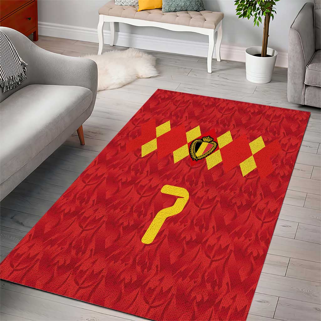 Custom Belgium Football Area Rug Fiery Devil Motif