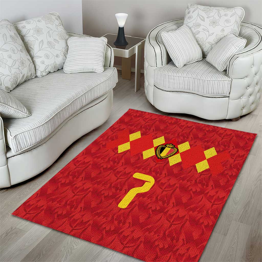 Custom Belgium Football Area Rug Fiery Devil Motif