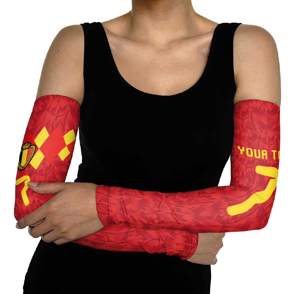 Custom Belgium Football Arm Sleeves Fiery Devil Motif