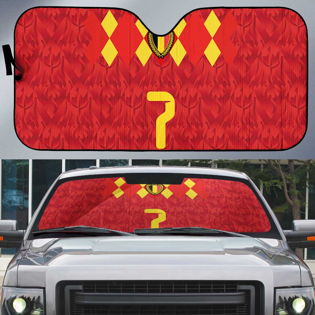 Custom Belgium Football Auto Sun Shade Fiery Devil Motif