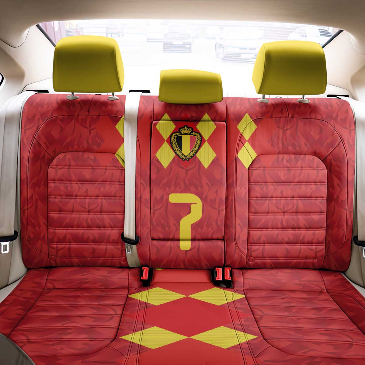 Custom Belgium Football Back Car Seat Cover Fiery Devil Motif