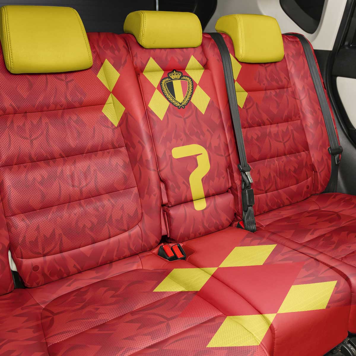 Custom Belgium Football Back Car Seat Cover Fiery Devil Motif