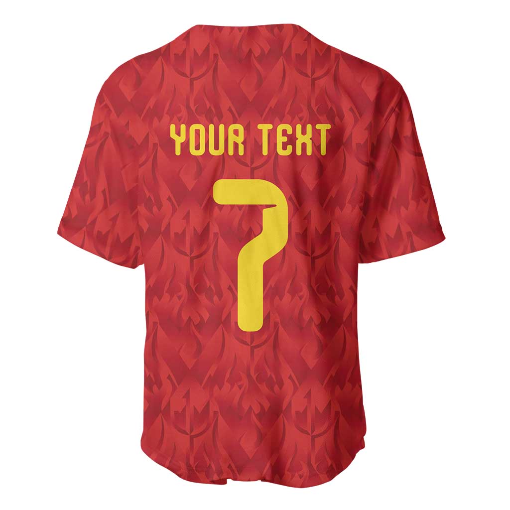 Custom Belgium Football Baseball Jersey Fiery Devil Motif