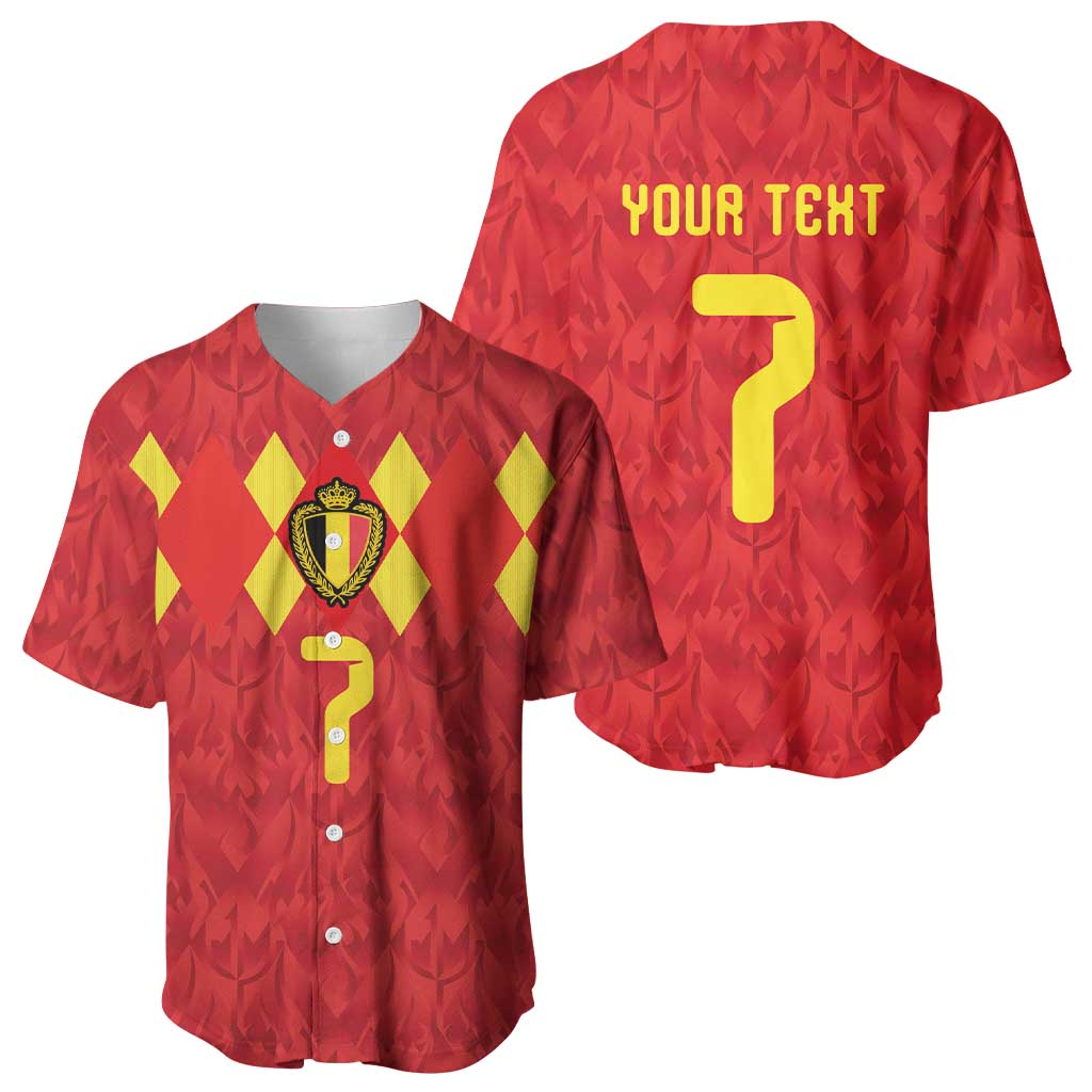 Custom Belgium Football Baseball Jersey Fiery Devil Motif
