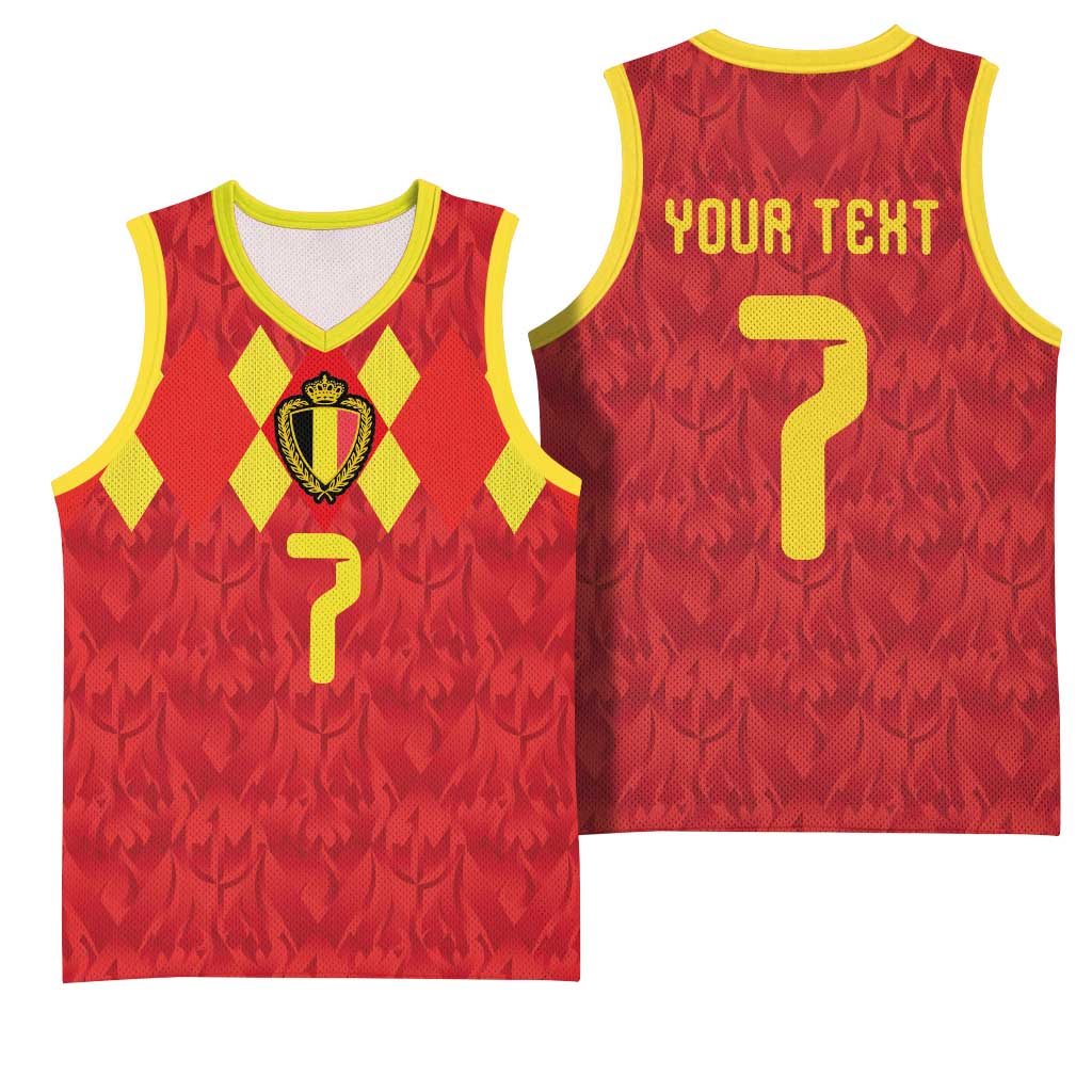 Custom Belgium Football Basketball Jersey Fiery Devil Motif