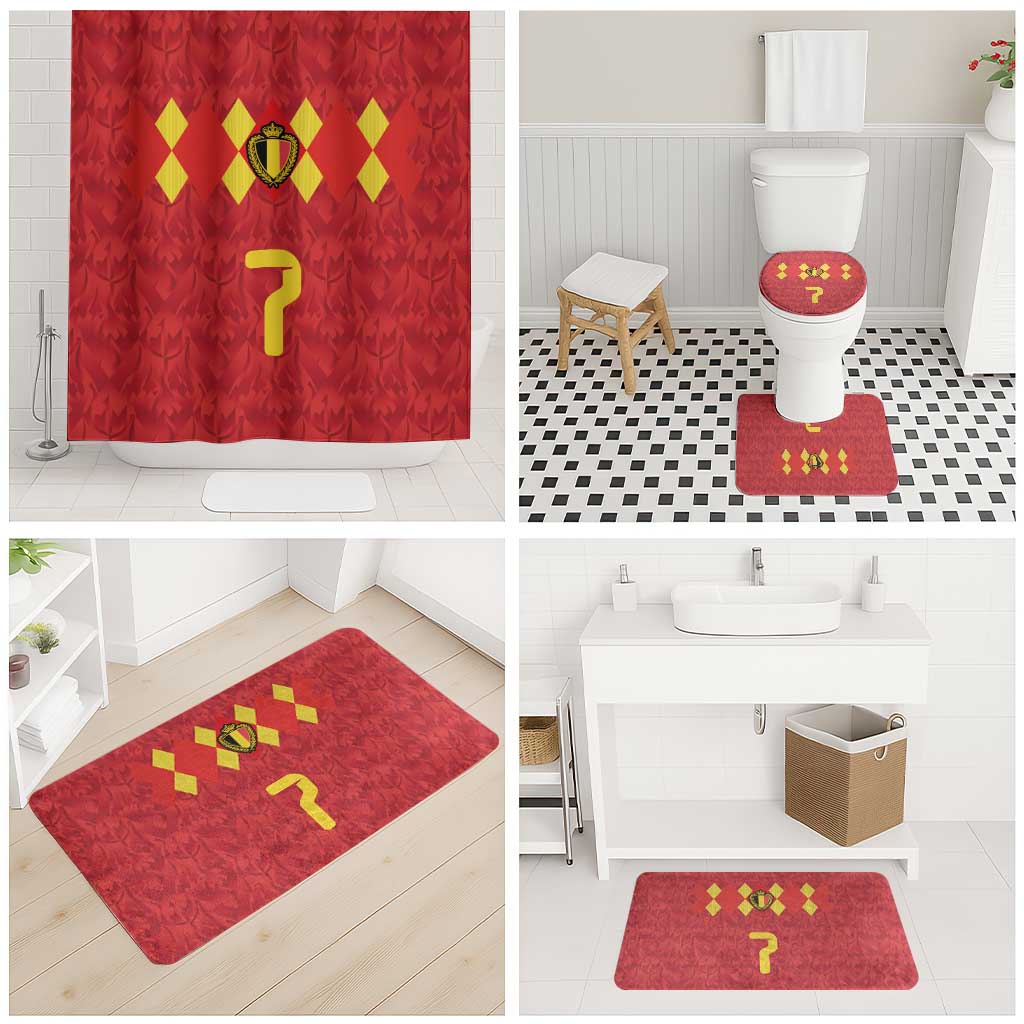 Custom Belgium Football Bathroom Set Fiery Devil Motif