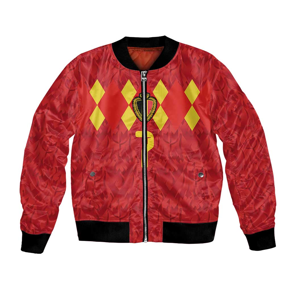 Custom Belgium Football Bomber Jacket Fiery Devil Motif
