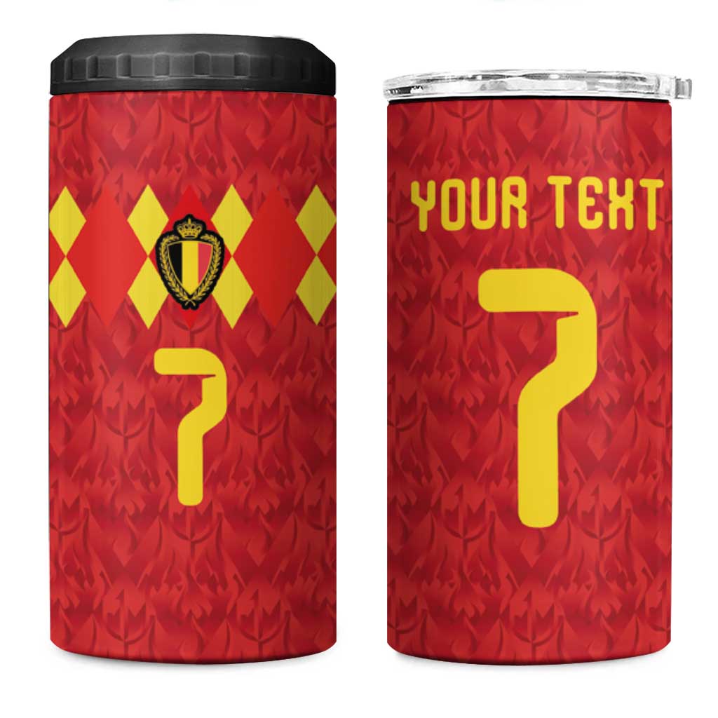 Custom Belgium Football 4 in 1 Can Cooler Tumbler Fiery Devil Motif