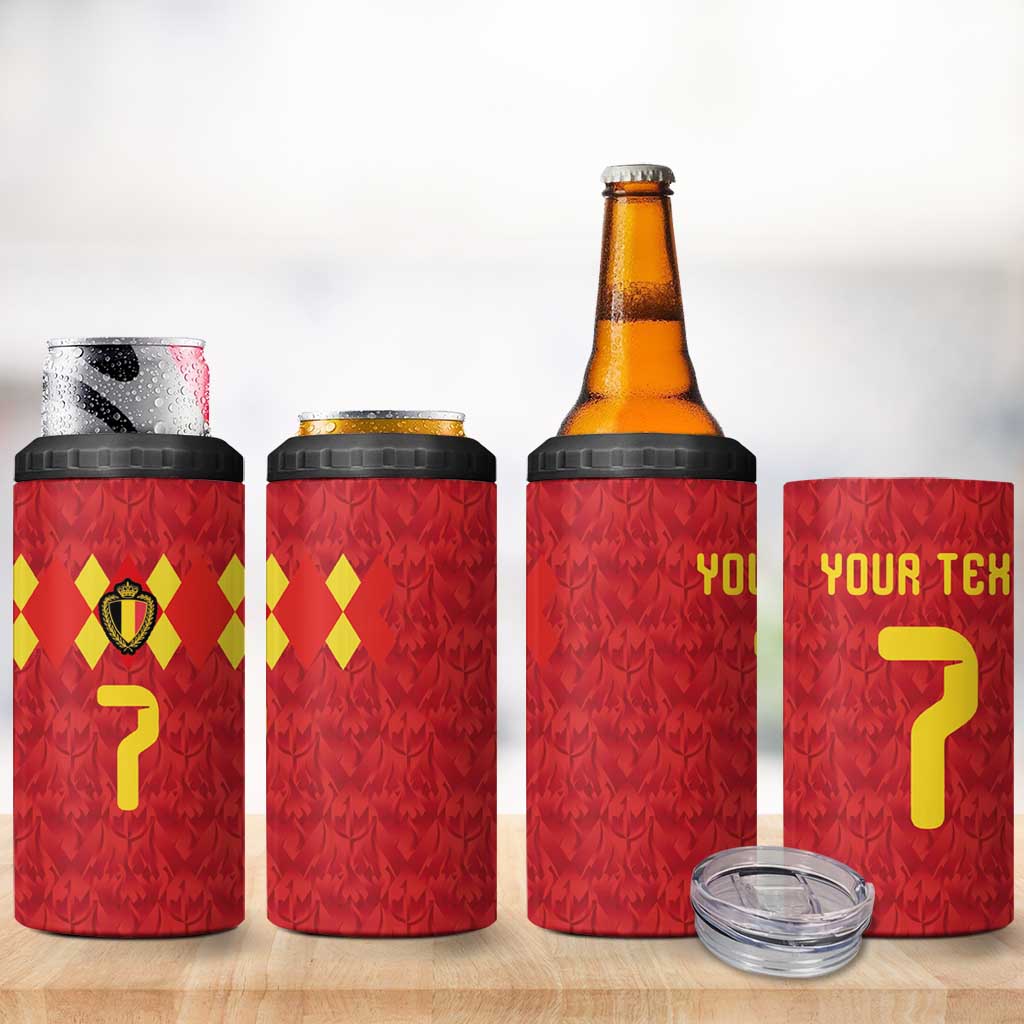 Custom Belgium Football 4 in 1 Can Cooler Tumbler Fiery Devil Motif