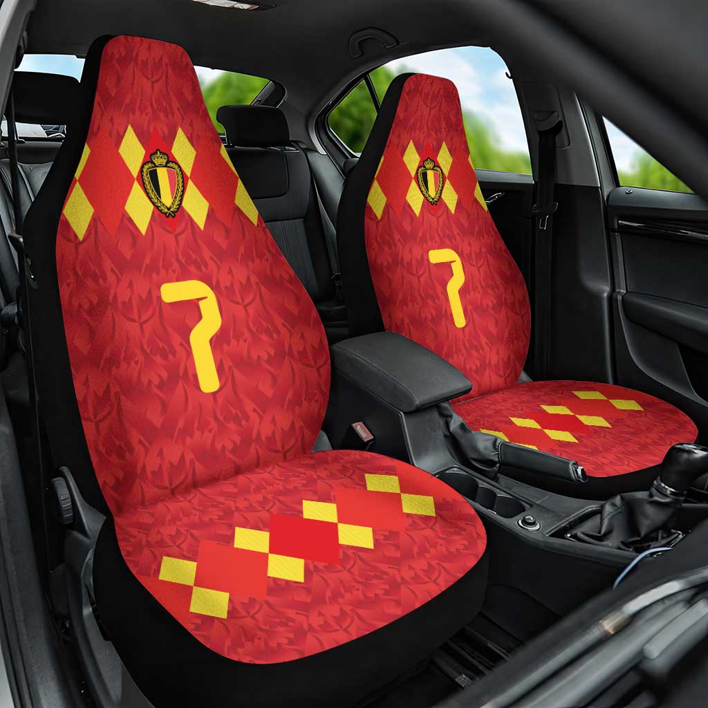 Custom Belgium Football Car Seat Cover Fiery Devil Motif