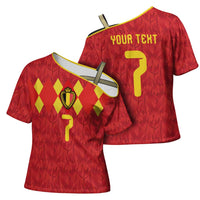 Custom Belgium Football Cross Shoulder Shirt Fiery Devil Motif