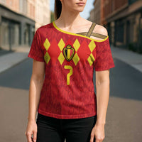 Custom Belgium Football Cross Shoulder Shirt Fiery Devil Motif