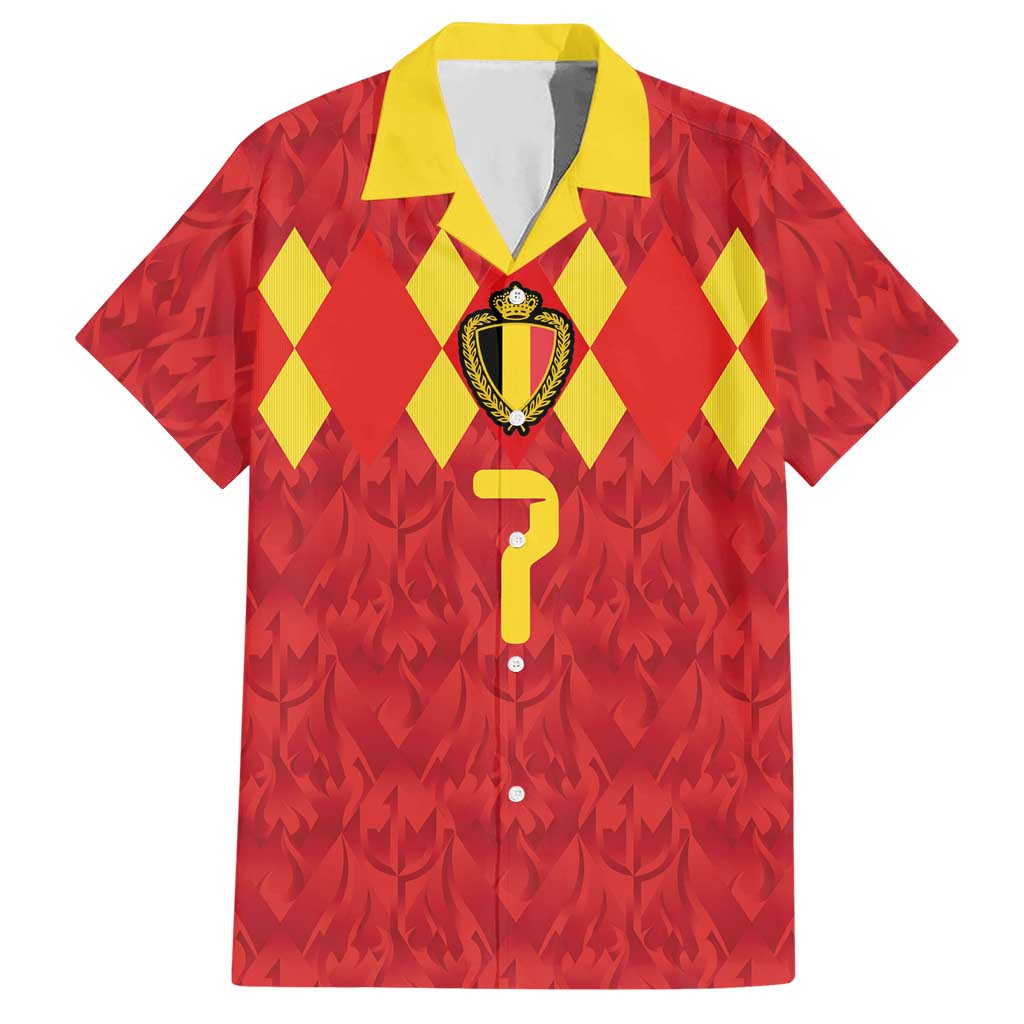 Custom Belgium Football Hawaiian Shirt Fiery Devil Motif