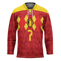 Custom Belgium Football Hockey Jersey Fiery Devil Motif