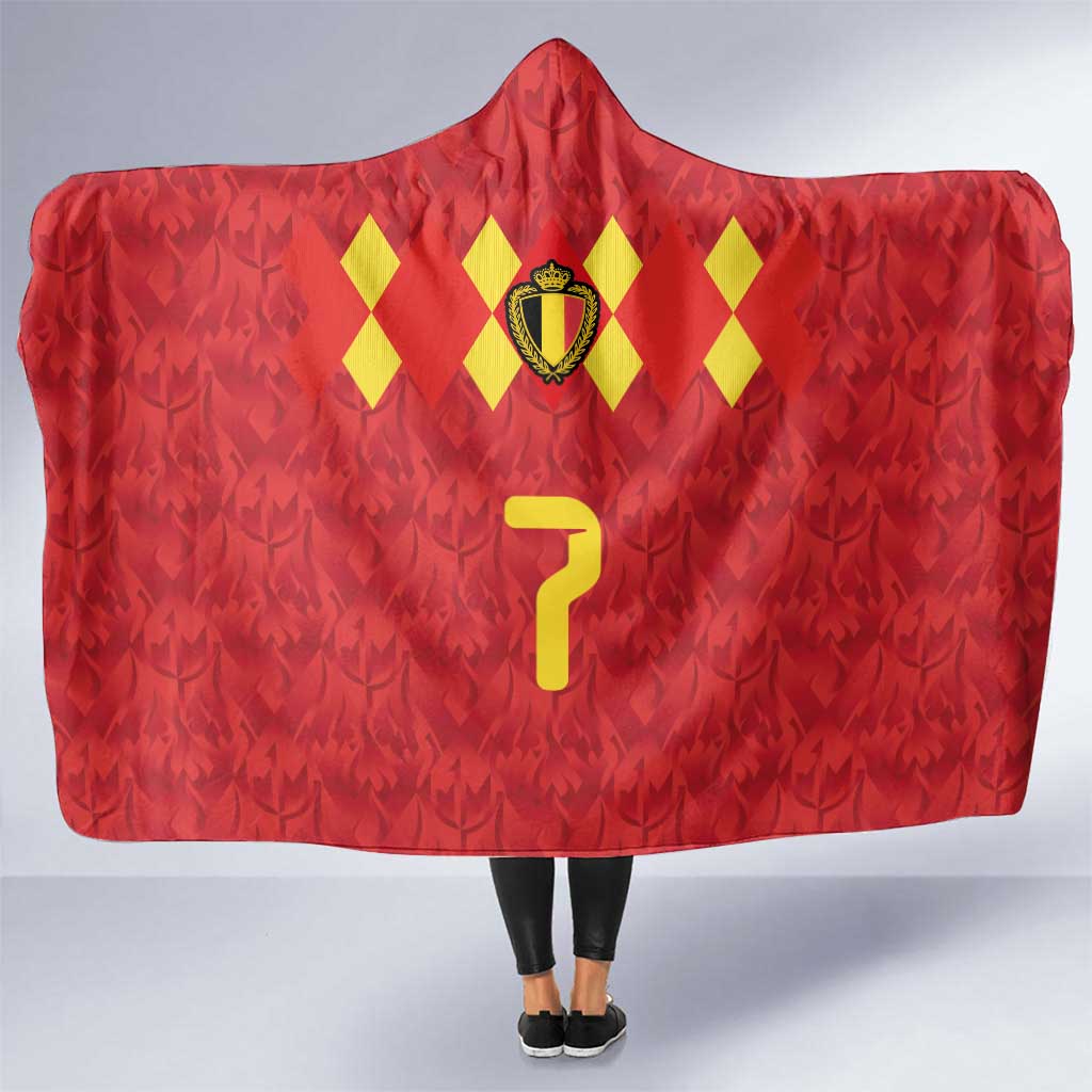 Custom Belgium Football Hooded Blanket Fiery Devil Motif