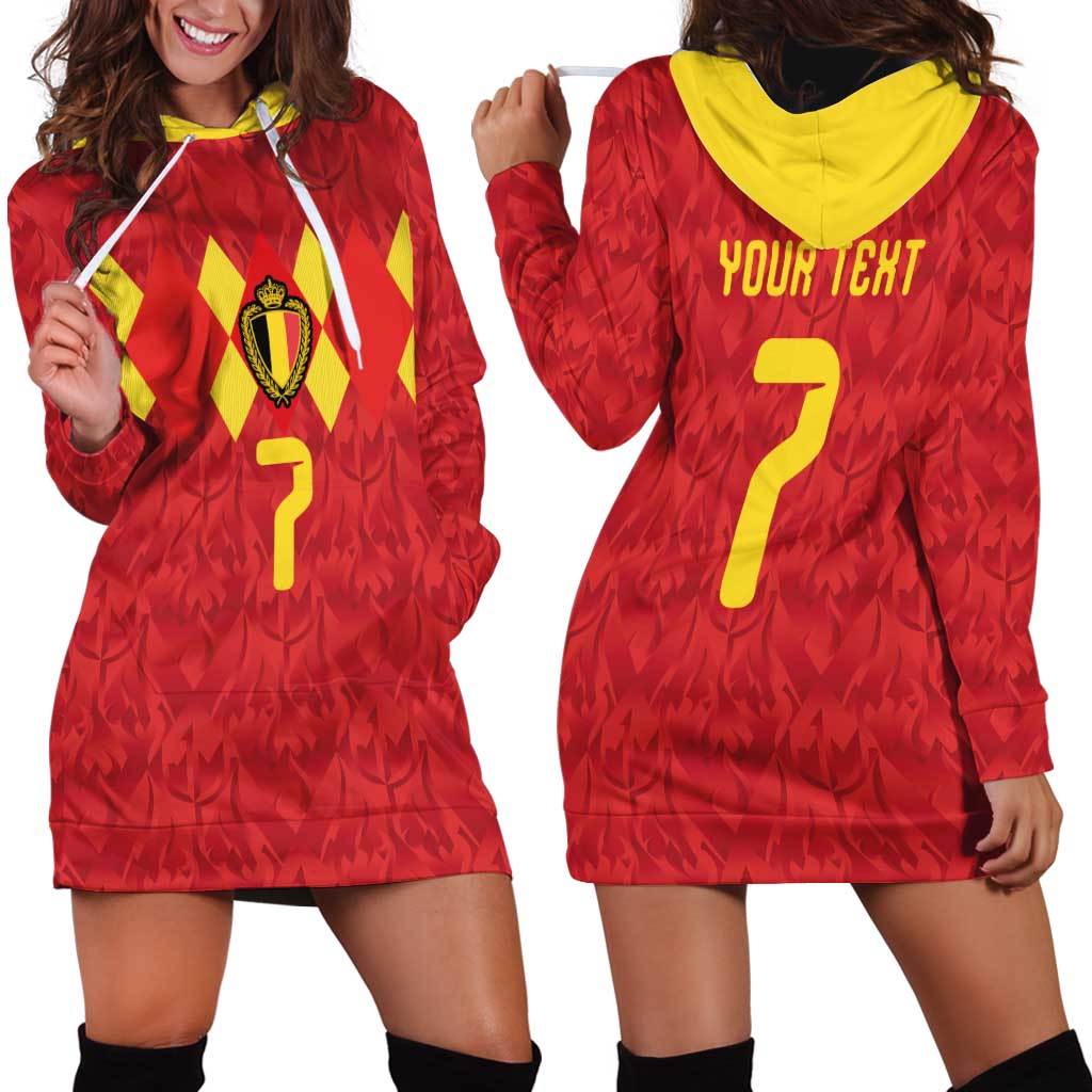 Custom Belgium Football Hoodie Dress Fiery Devil Motif