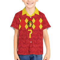 Custom Belgium Football Kid Hawaiian Shirt Fiery Devil Motif
