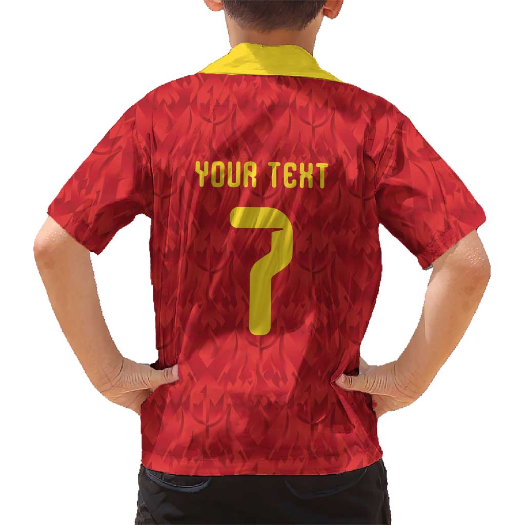 Custom Belgium Football Kid Hawaiian Shirt Fiery Devil Motif