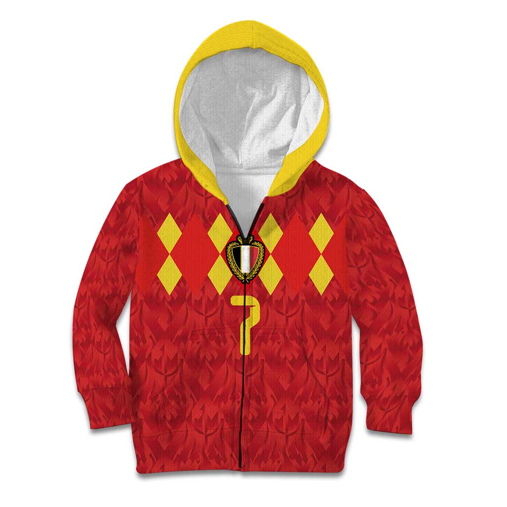 Custom Belgium Football Kid Hoodie Fiery Devil Motif
