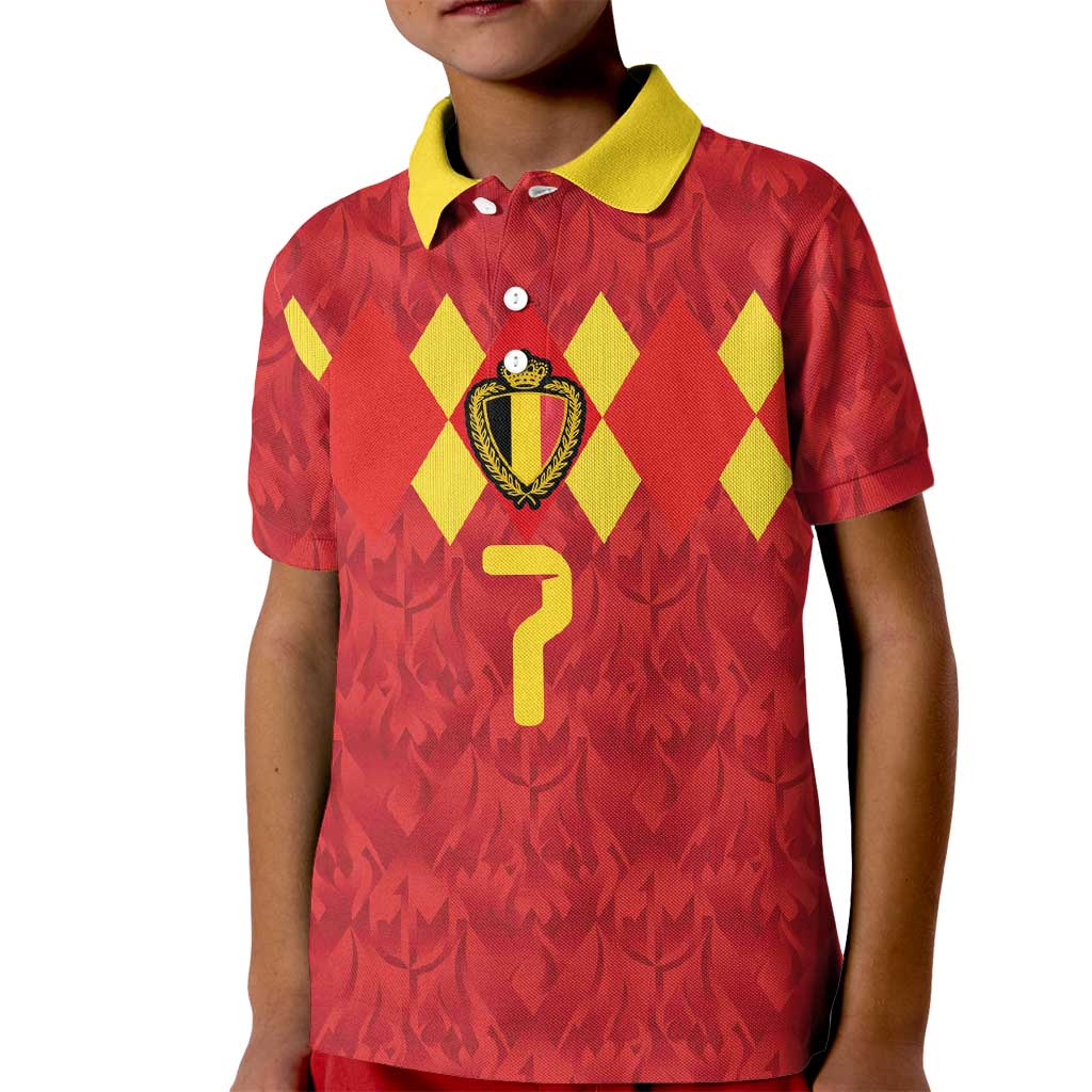 Custom Belgium Football Kid Polo Shirt Fiery Devil Motif
