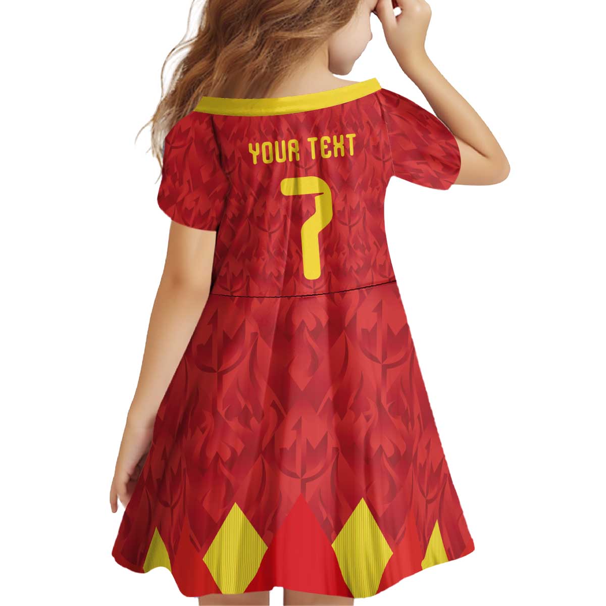 Custom Belgium Football Kid Short Sleeve Dress Fiery Devil Motif