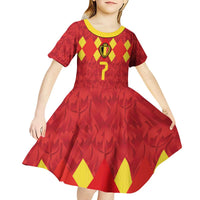Custom Belgium Football Kid Short Sleeve Dress Fiery Devil Motif