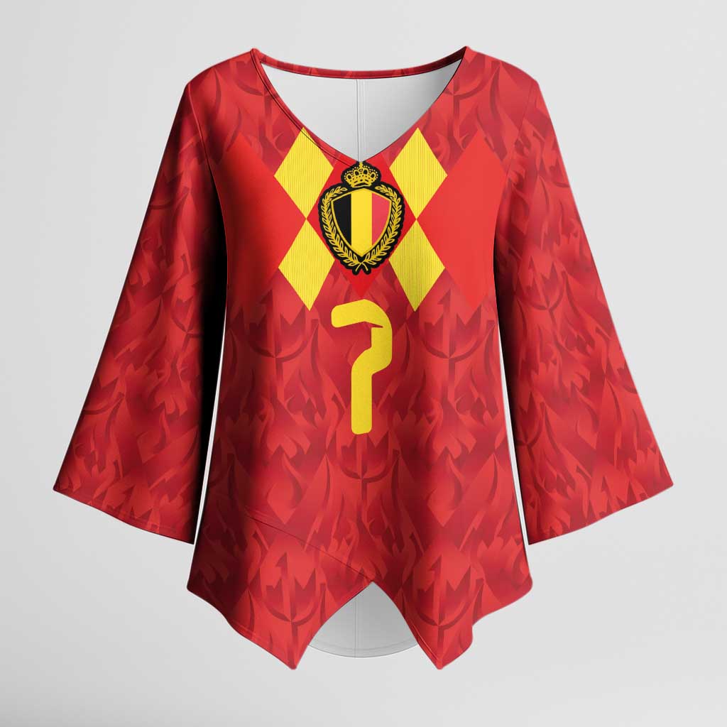 Custom Belgium Football Kimono Sleeve Blouse Fiery Devil Motif