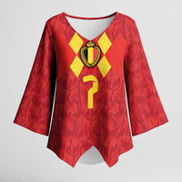 Custom Belgium Football Kimono Sleeve Blouse Fiery Devil Motif
