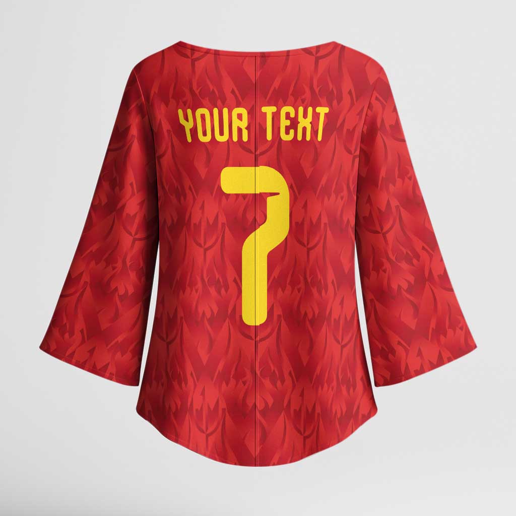 Custom Belgium Football Kimono Sleeve Blouse Fiery Devil Motif