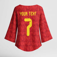 Custom Belgium Football Kimono Sleeve Blouse Fiery Devil Motif