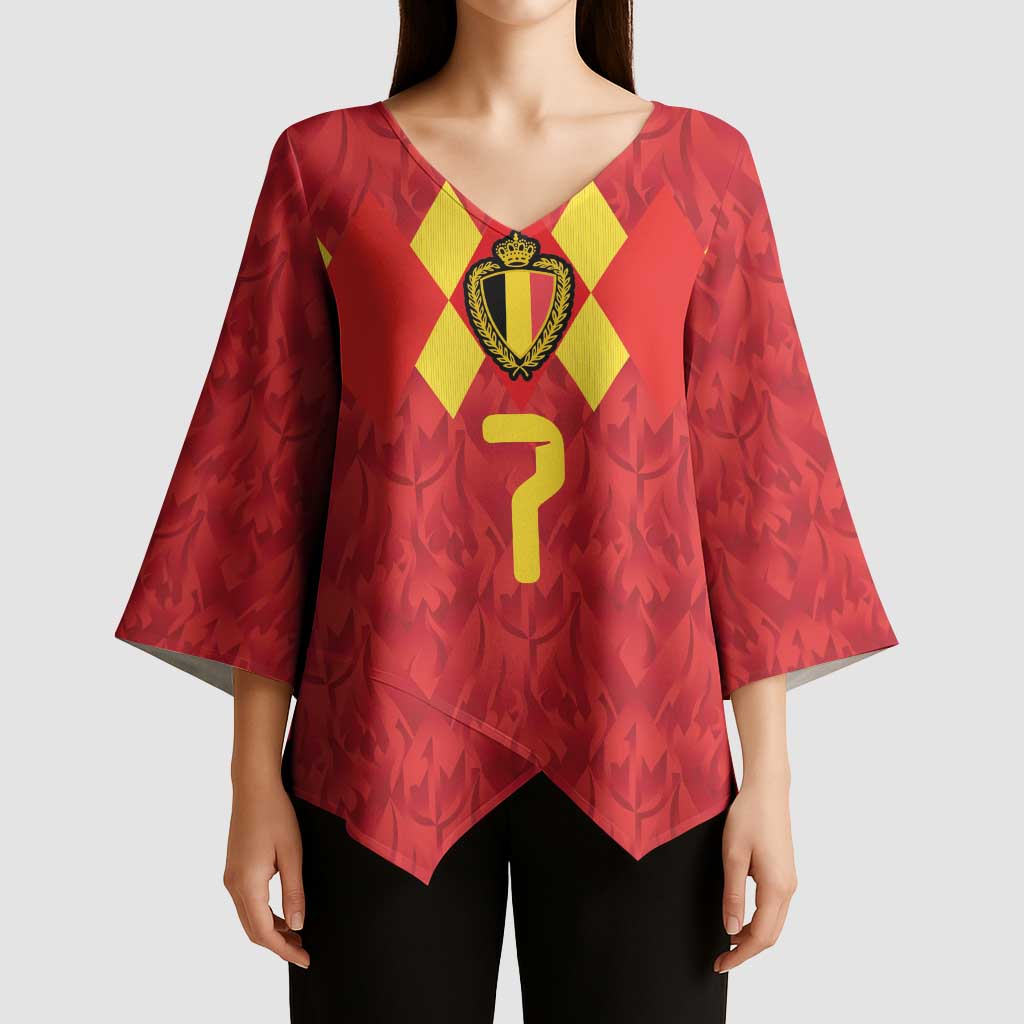 Custom Belgium Football Kimono Sleeve Blouse Fiery Devil Motif