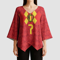 Custom Belgium Football Kimono Sleeve Blouse Fiery Devil Motif