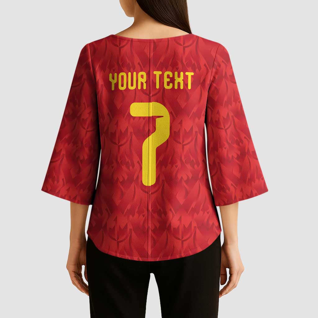 Custom Belgium Football Kimono Sleeve Blouse Fiery Devil Motif