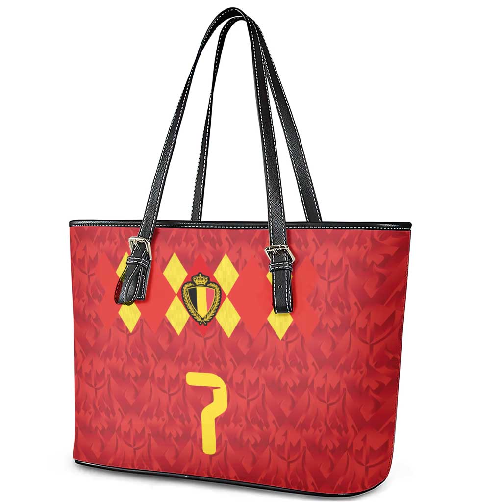 Custom Belgium Football Leather Tote Bag Fiery Devil Motif
