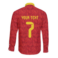 Custom Belgium Football Long Sleeve Button Shirt Fiery Devil Motif