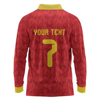 Custom Belgium Football Long Sleeve Polo Shirt Fiery Devil Motif