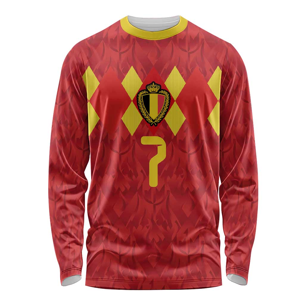 Custom Belgium Football Long Sleeve Shirt Fiery Devil Motif