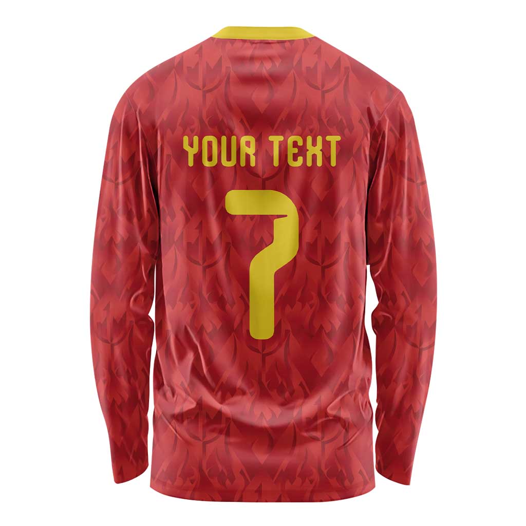 Custom Belgium Football Long Sleeve Shirt Fiery Devil Motif