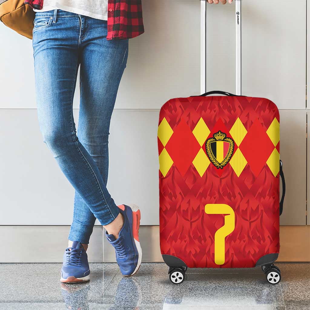 Custom Belgium Football Luggage Cover Fiery Devil Motif