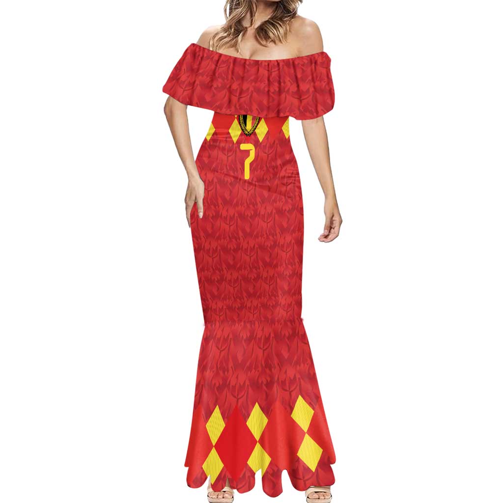 Custom Belgium Football Mermaid Dress Fiery Devil Motif