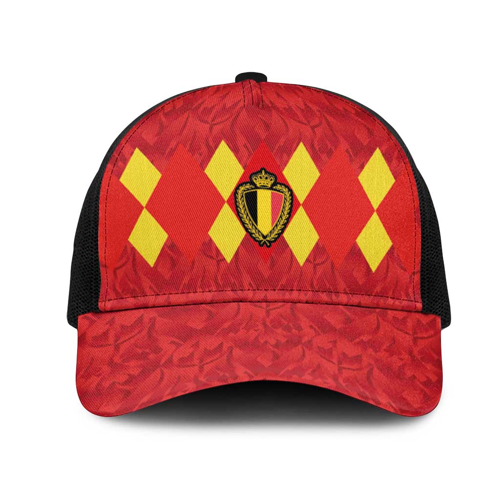 Belgium Football Mesh Trucker Cap Fiery Devil Motif