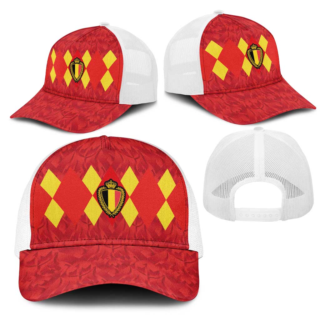 Belgium Football Mesh Trucker Cap Fiery Devil Motif