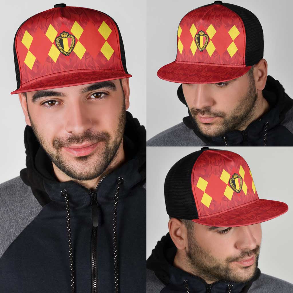 Belgium Football Mesh Trucker Cap Fiery Devil Motif