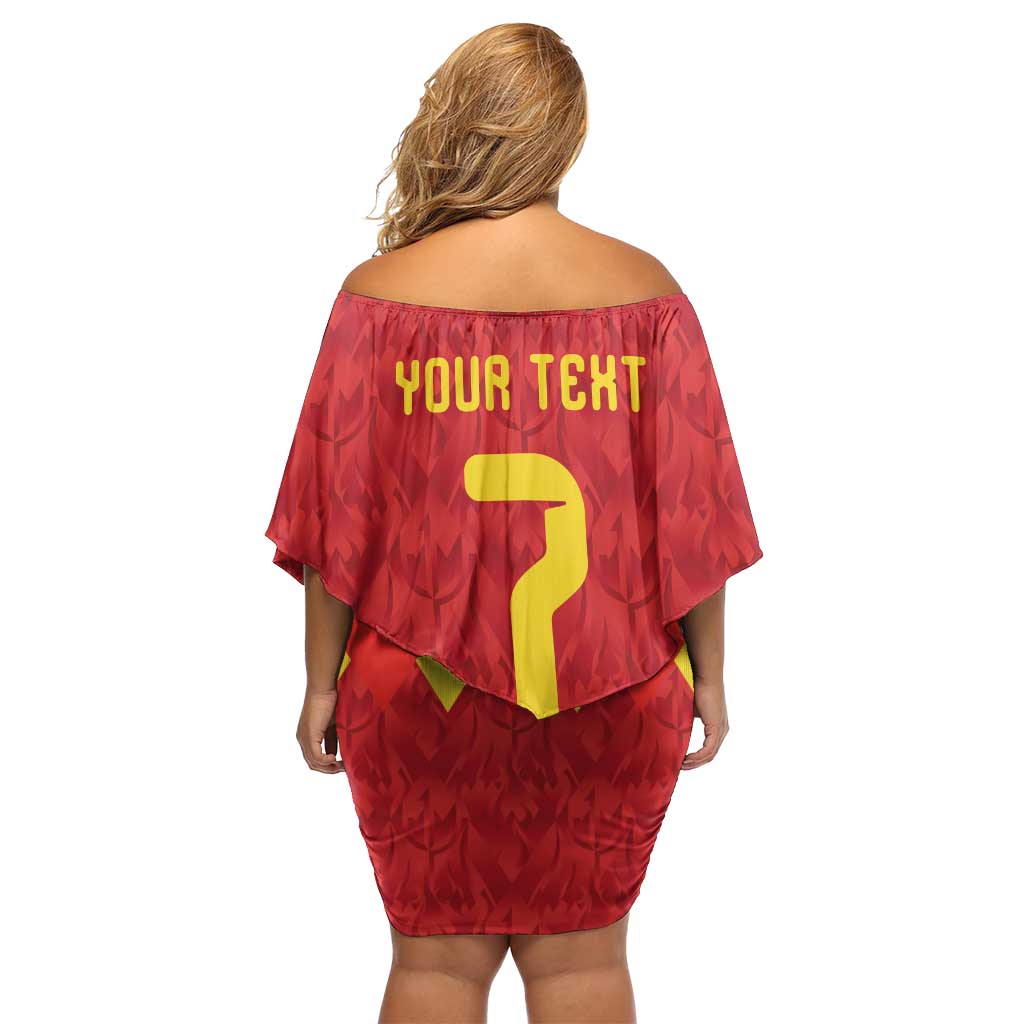 Custom Belgium Football Off Shoulder Short Dress Fiery Devil Motif