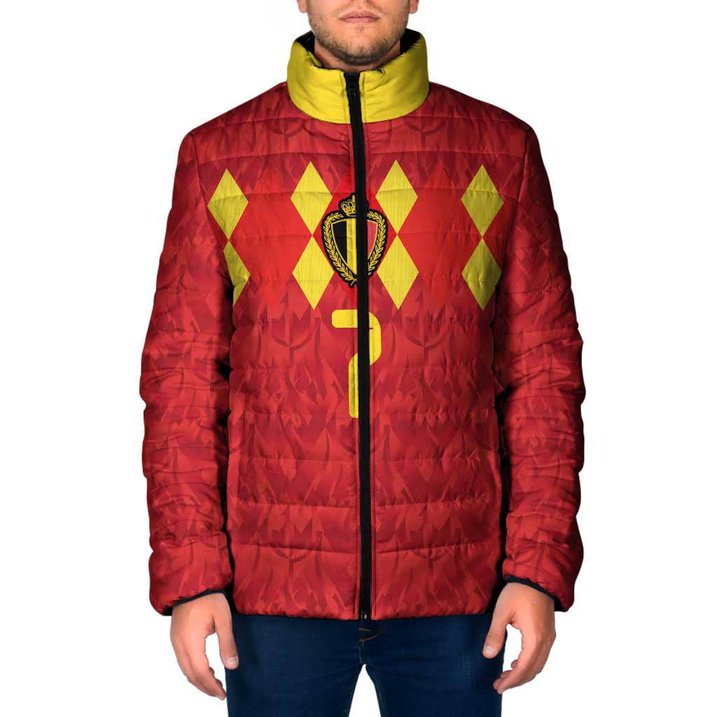 Custom Belgium Football Padded Jacket Fiery Devil Motif