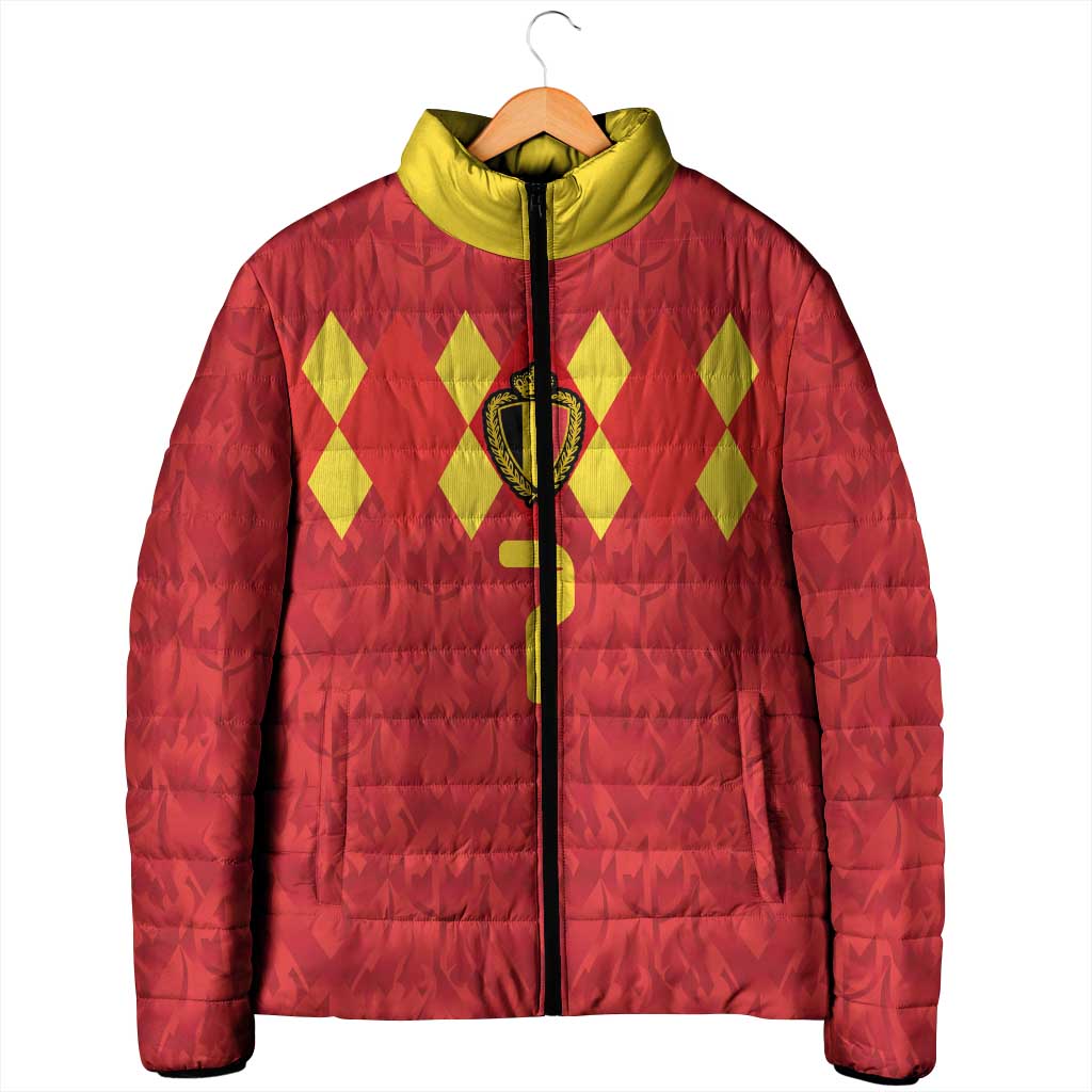 Custom Belgium Football Padded Jacket Fiery Devil Motif